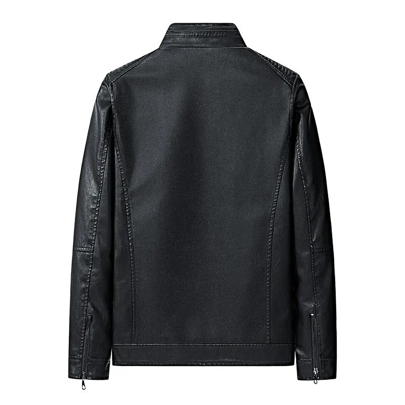 Herren modische Lederjacke mit Steppdetails Drune