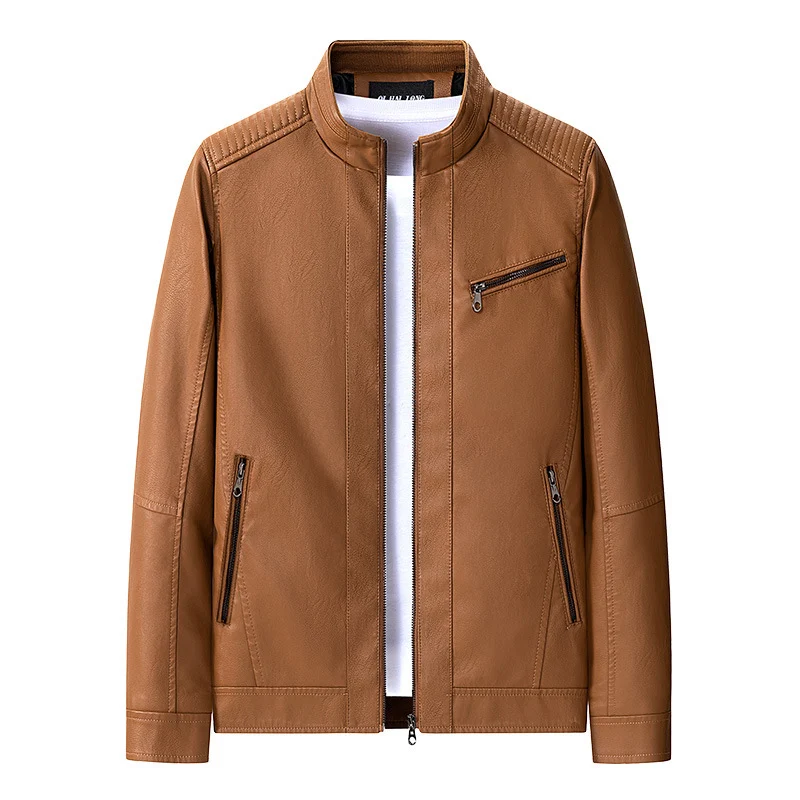 Herren modische Lederjacke mit Steppdetails Drune
