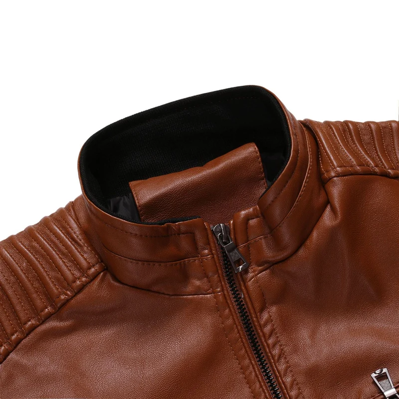 Herren Modische Lederjacke mit Steppdetails Drune