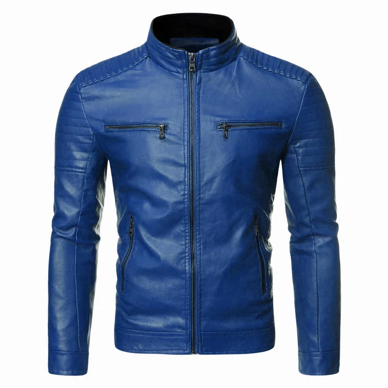 Herren Modische Lederjacke mit Steppdetails Drune