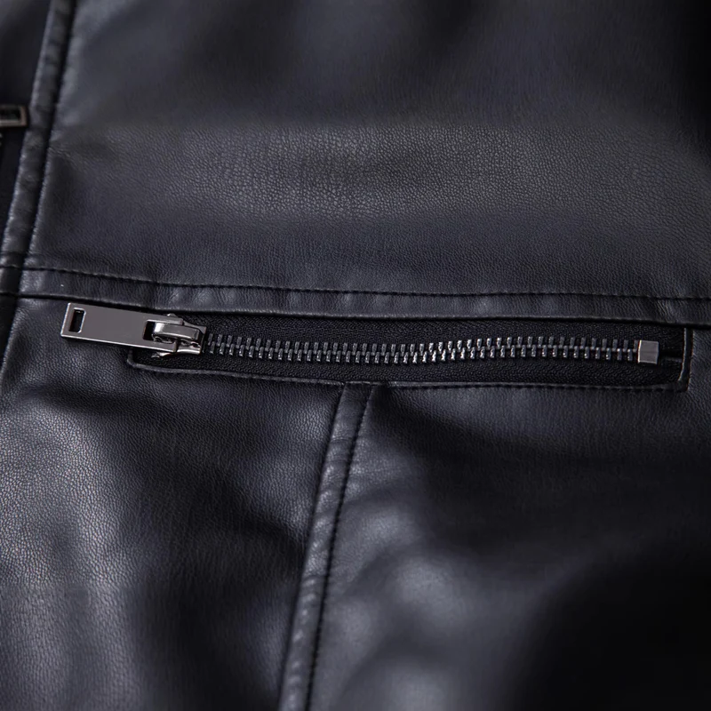 Herren Modische Lederjacke mit Schulterpolster Drune