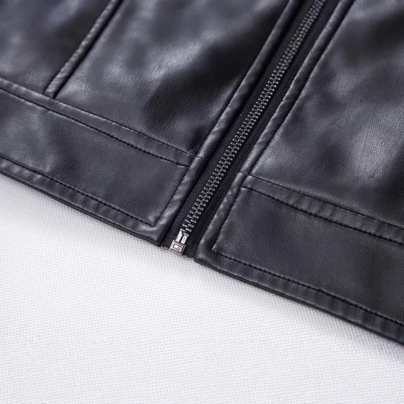 Herren Modische Lederjacke mit Schulterpolster Drune