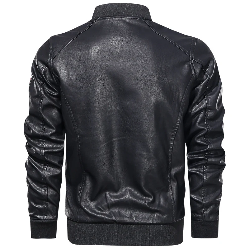 Herren modische Lederjacke mit gesticktem Patch Drune