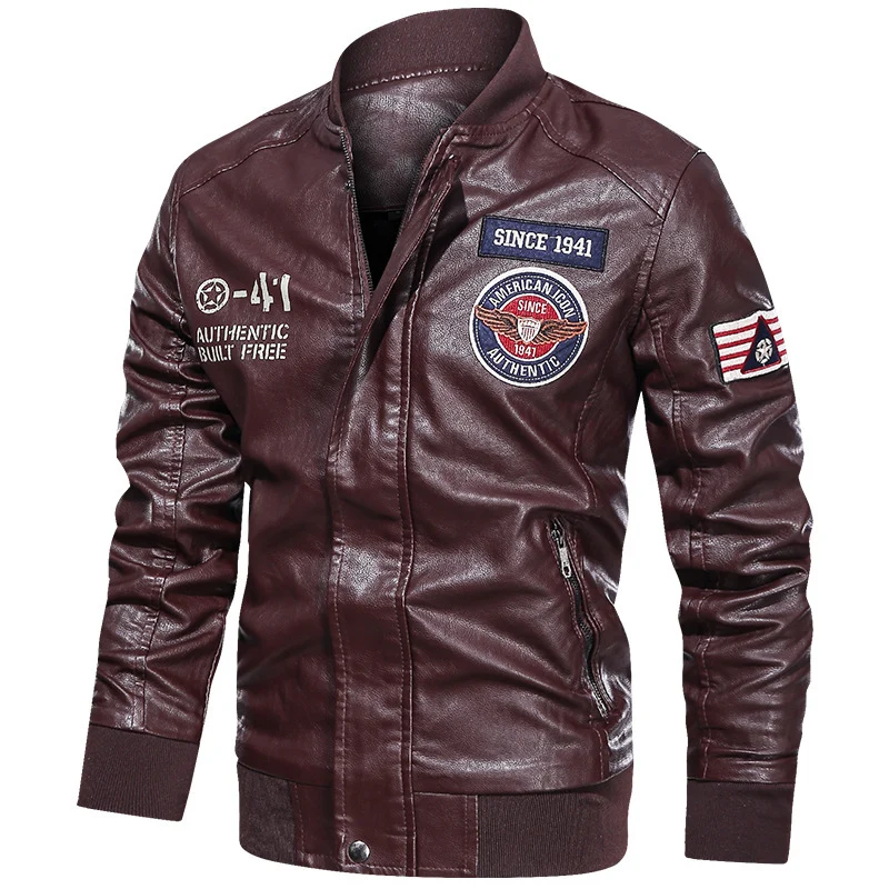 Herren Modische Lederjacke im Biker-Stil Drune
