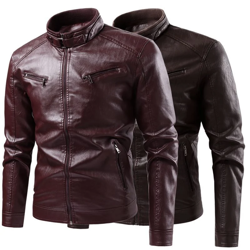 Herren modische Kunstlederjacke mit Steppdetails Drune