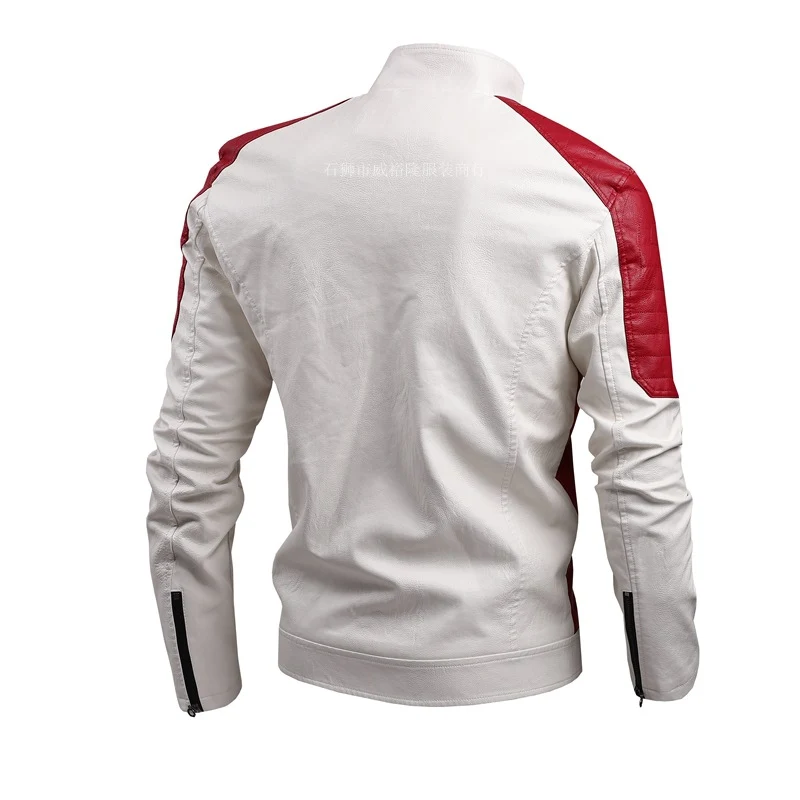Herren modische Kunstlederjacke mit auffälligen Kontrastdetails Drune