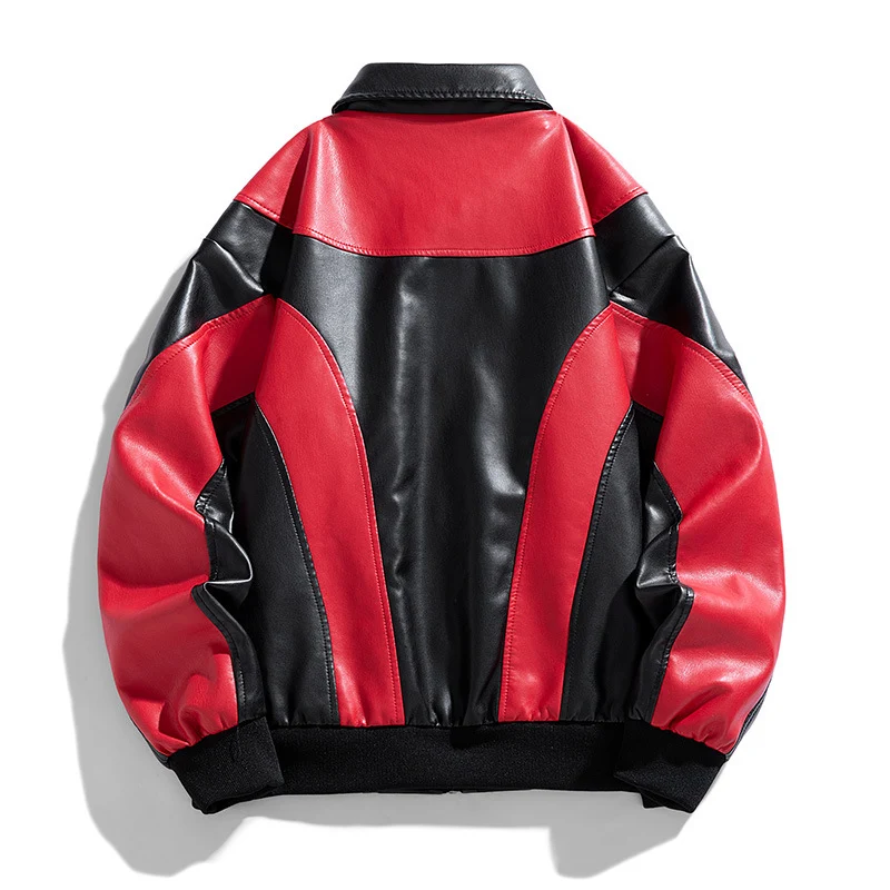 Herren Modische Kunstlederjacke im sportlichen Design Drune