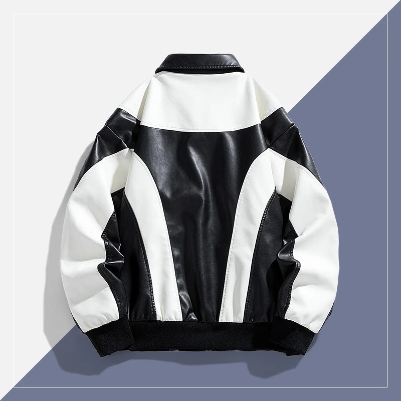 Herren Modische Kunstlederjacke im sportlichen Design Drune
