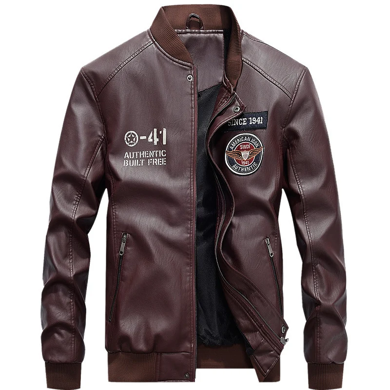 Herren Modische Kunstleder-Bomberjacke Drune