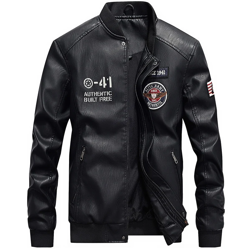 Herren Modische Kunstleder-Bomberjacke Drune