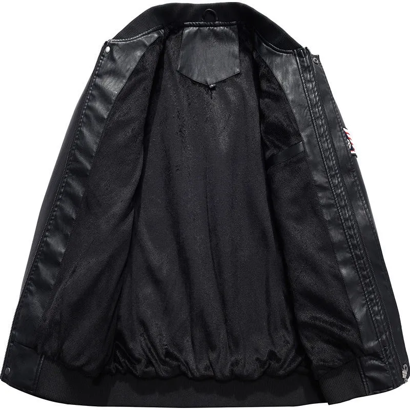 Herren Modische Kunstleder-Bomberjacke Drune