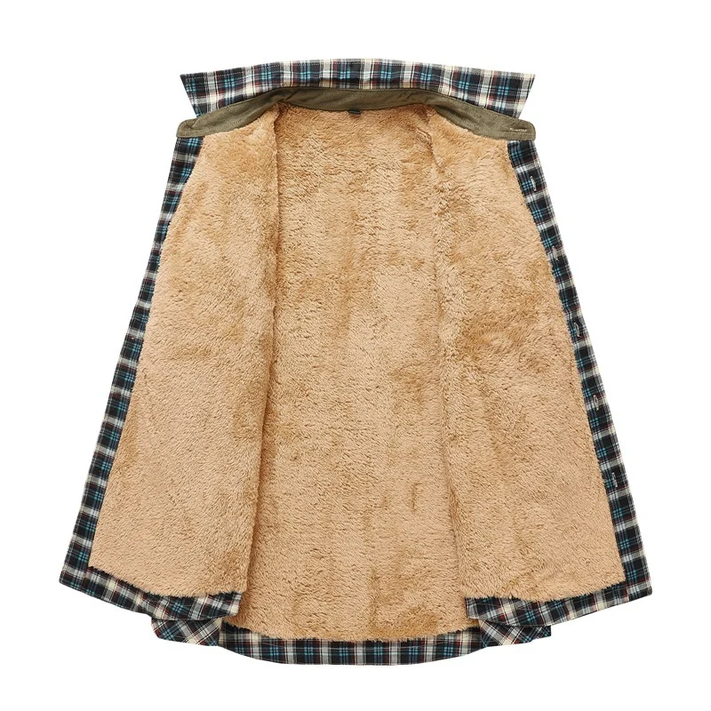 Herren Modische Flanellhemdjacke mit Teddyfutter und Schulterpatten Drune