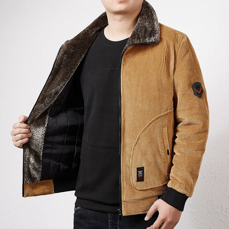 Herren Modische Cordjacke mit Teddyfutter Drune