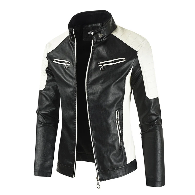 Herren Modische Bikerjacke mit Lederapplikationen Drune