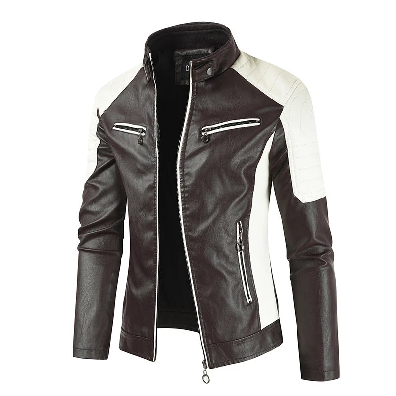 Herren Modische Bikerjacke mit Lederapplikationen Drune