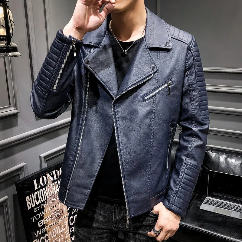 Herren Modische Bikerjacke aus hochwertigem Kunstleder Drune