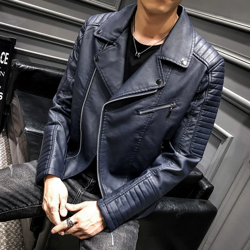 Herren Modische Bikerjacke aus hochwertigem Kunstleder Drune