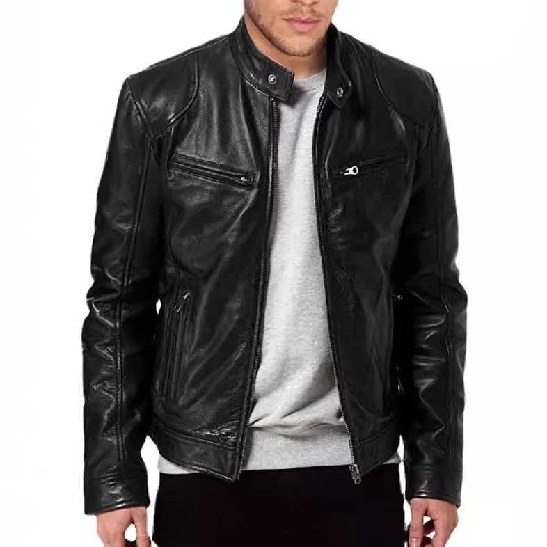 Herren Modische Biker-Lederjacke Drune