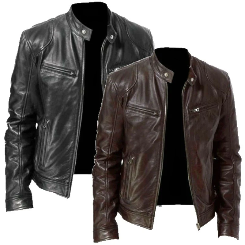 Herren Modische Biker-Lederjacke Drune