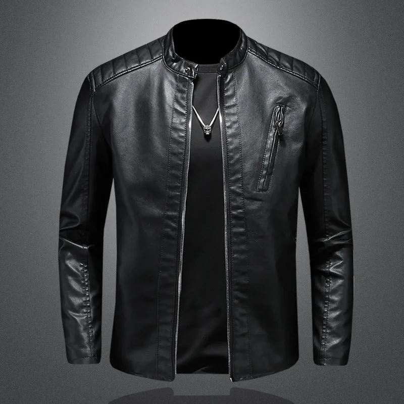 Herren lässige Kunstlederjacke mit Steppdetails Drune