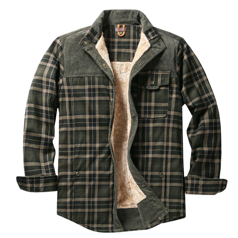 Herren Lässige Flanelljacke mit Teddyfutter Drune