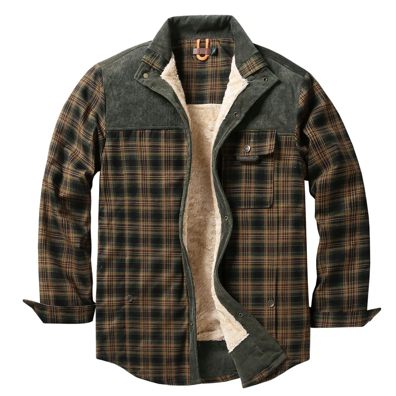 Herren Lässige Flanelljacke mit Teddyfutter Drune