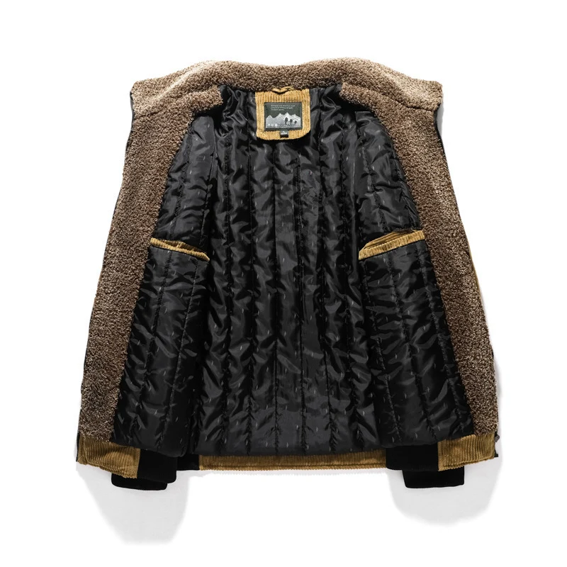 Herren Lässige Cordjacke mit warmem Teddyfutter Drune