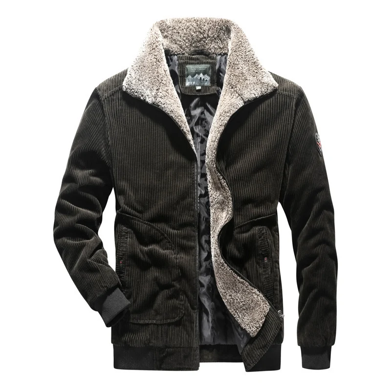 Herren Lässige Cordjacke mit warmem Teddyfutter Drune