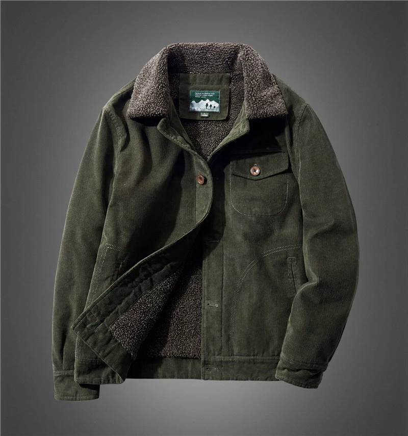 Herren Lässige Cordjacke mit Teddyfutter Drune