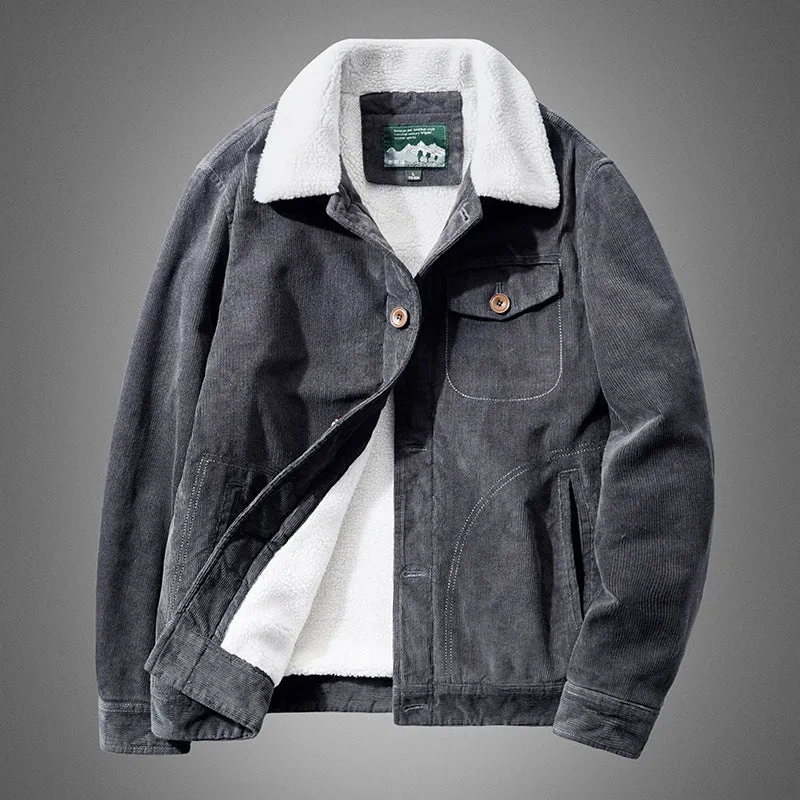 Herren Lässige Cordjacke mit Teddyfutter Drune