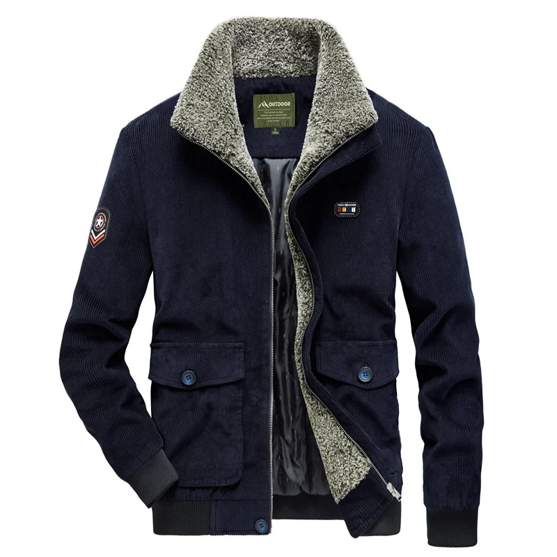 Herren Lässige Cordjacke mit Fleece-Futter Drune