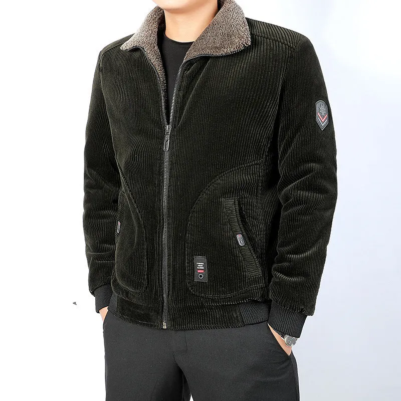 Herren Lässige Cordjacke mit Fleece-Futter Drune