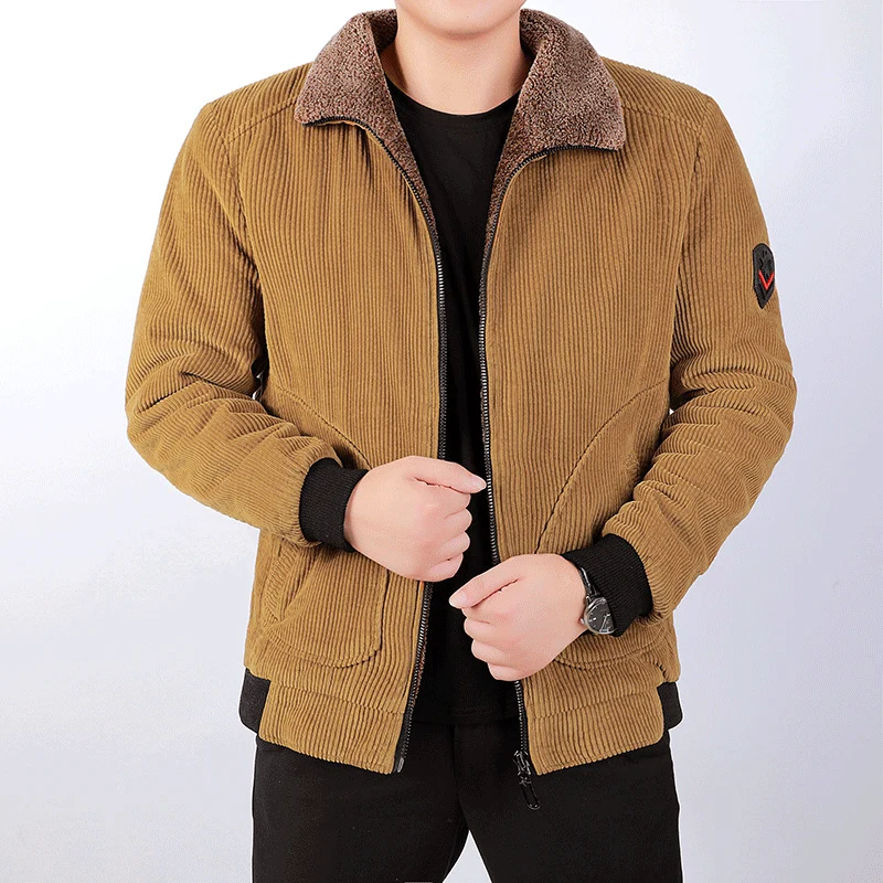 Herren Lässige Cordjacke mit Fleece-Futter Drune