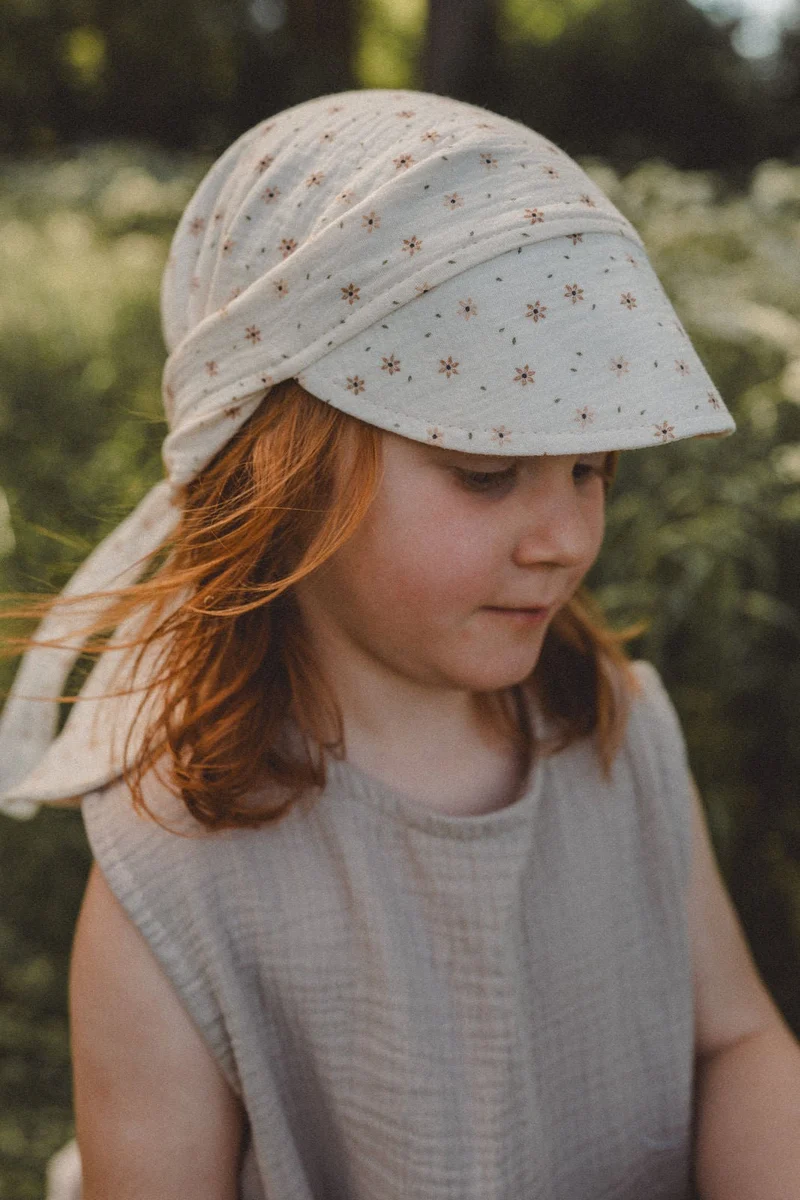 Musselin-Bandana mit XXL Nackenschutz - Blumenwiese