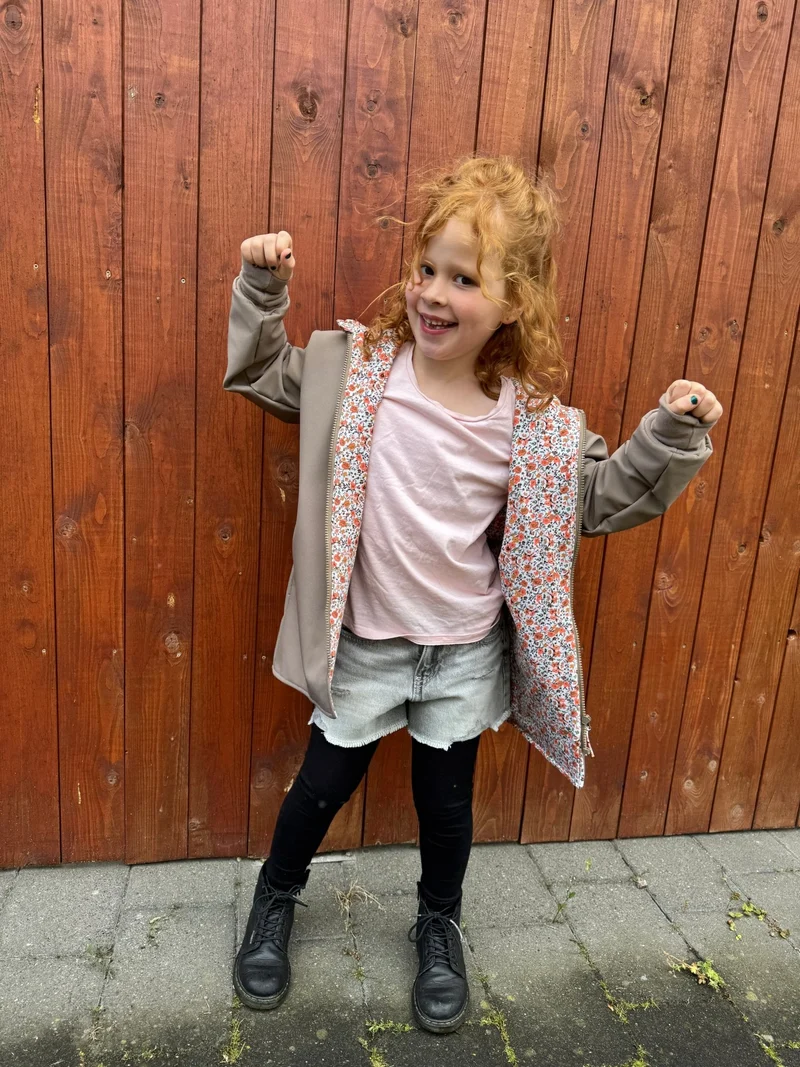 Softshelljacke Kinder Taupe Blumen