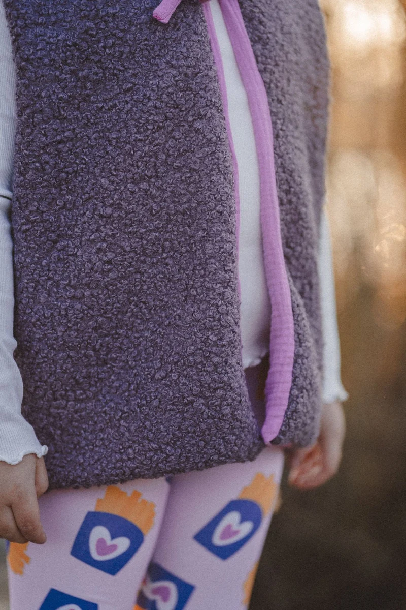 Teddyweste aus Bouclé - Flieder x Musselin Pink
