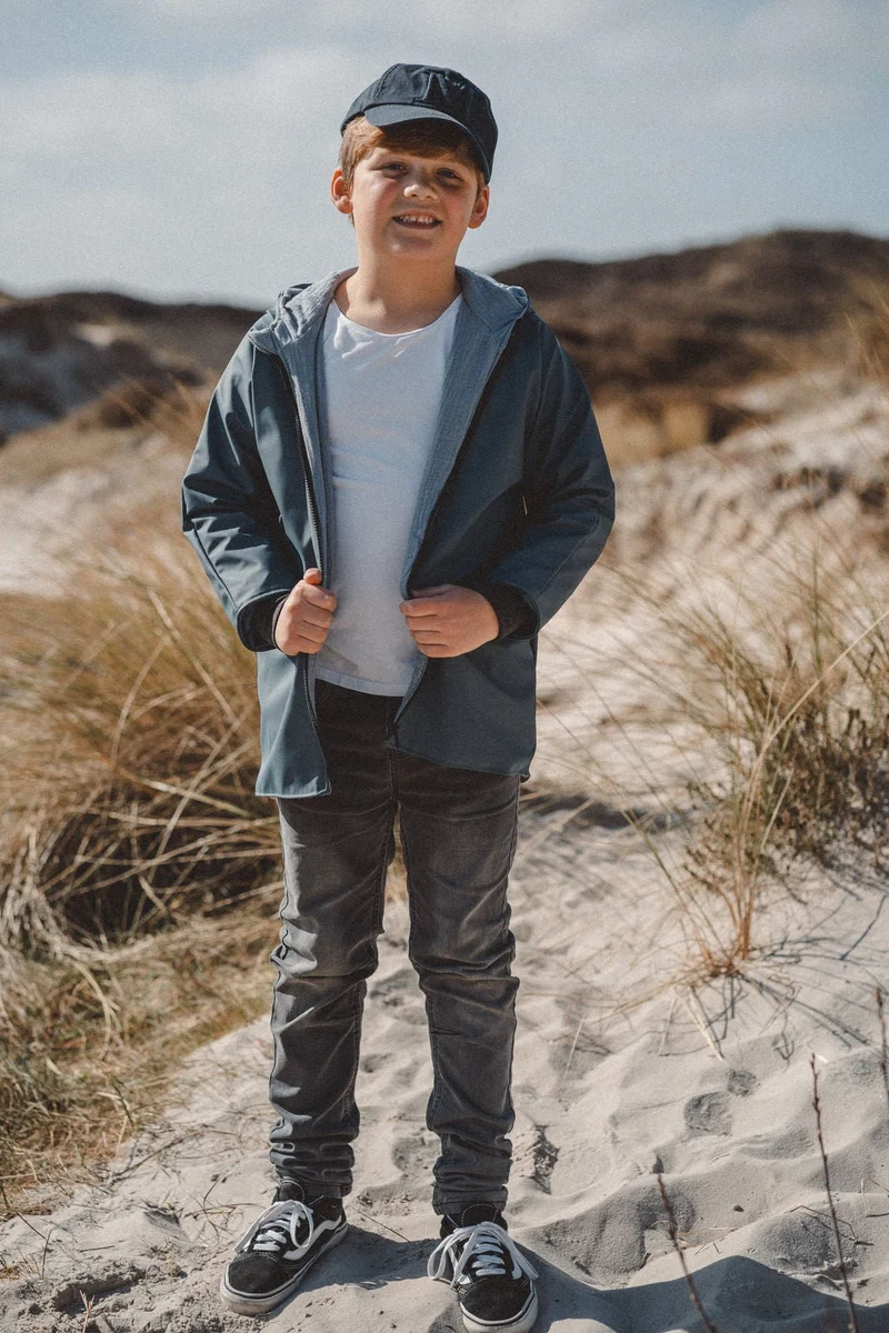 Regenjacke Blau x Musselin Blau