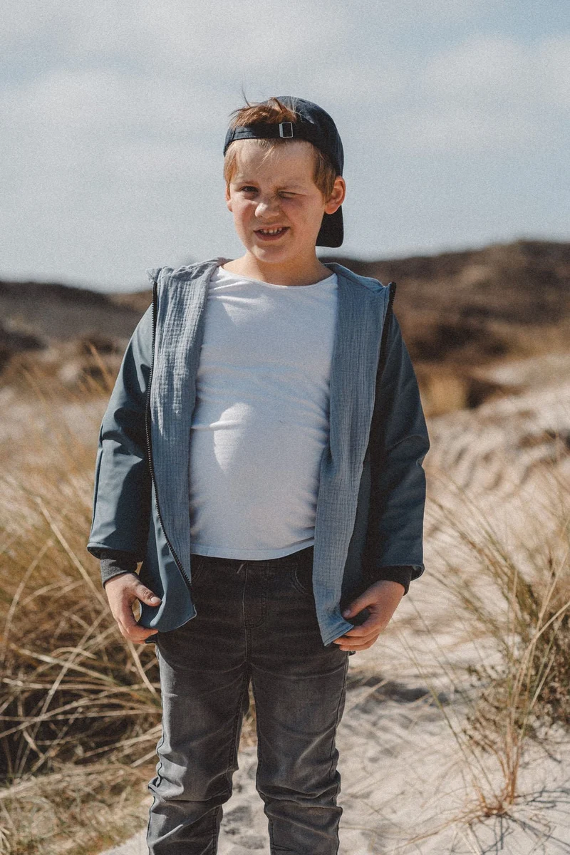 Regenjacke Blau x Musselin Blau