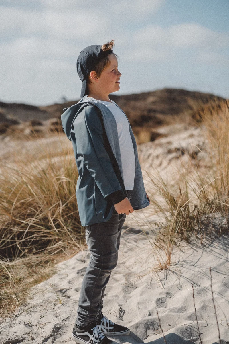 Regenjacke Blau x Musselin Blau