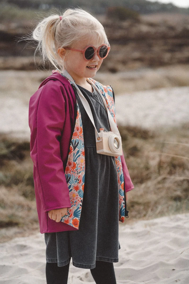 Regenjacke Beere / Blumen Bunt