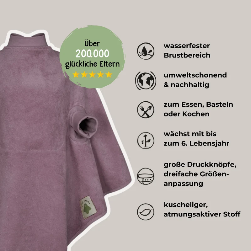 Lätzchen "Boo" , Cool Mauve. Frottee. wasserdicht | Little Casimir
