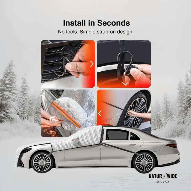 Car Windshield Snow Cover – Frost & Sun Protection for Sedans & SUVs