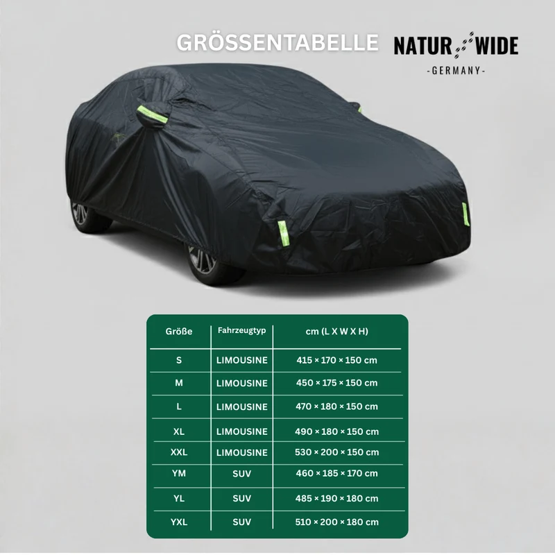 Universelle Allwetter-Autoabdeckung mit Reflektorstreifen für Limousinen & SUVs