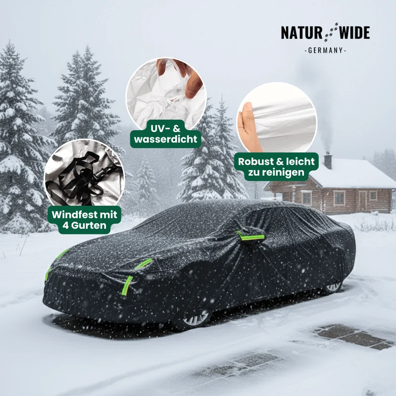 Universelle Allwetter-Autoabdeckung mit Reflektorstreifen für Limousinen & SUVs