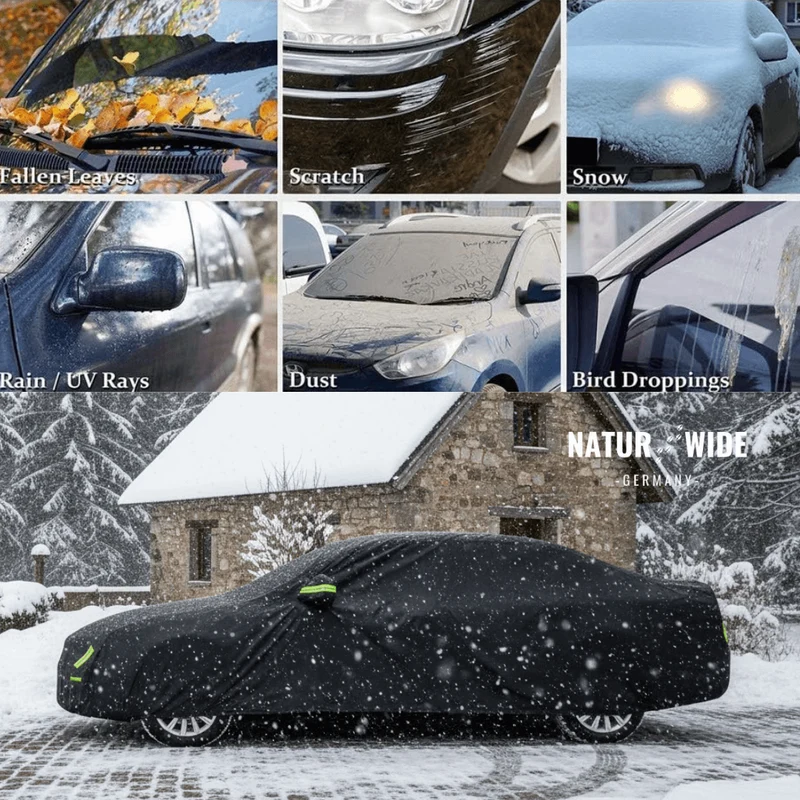 Universelle Allwetter-Autoabdeckung mit Reflektorstreifen für Limousinen & SUVs