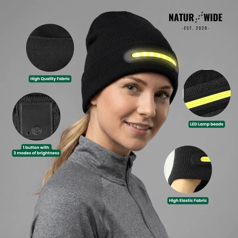 LED Hat with Light – USB Rechargeable Unisex Winter Hat