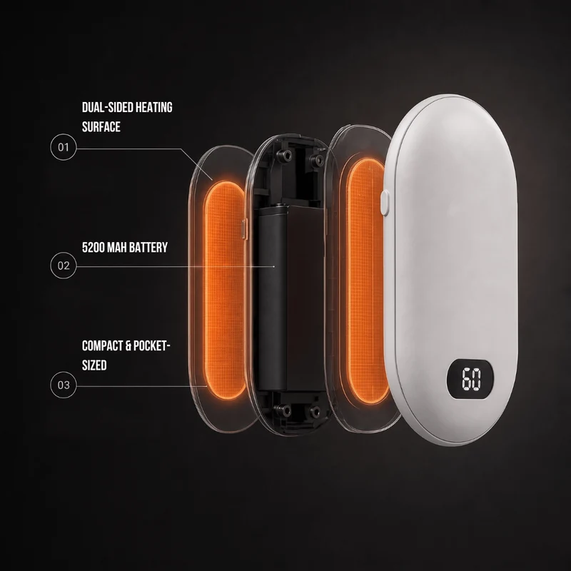 Double-Heat Hand Warmer – Rechargeable Pocket Warmer