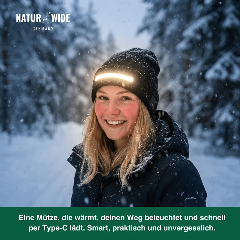 LED Mütze mit Licht – USB wiederaufladbare Unisex Wintermütze