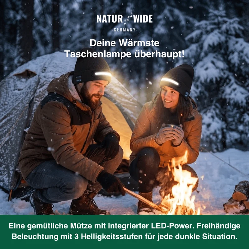 LED Mütze mit Licht – USB wiederaufladbare Unisex Wintermütze