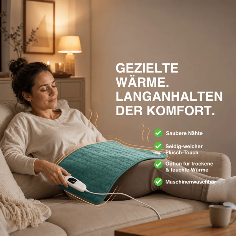 Elektrische Heizdecke – Wärmeauflage für Rücken, Bauch & Beine mit 6 Temperaturstufen
